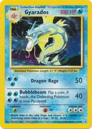 Pokemon Base Set Holo Rare Gyarados #6 [Damaged]