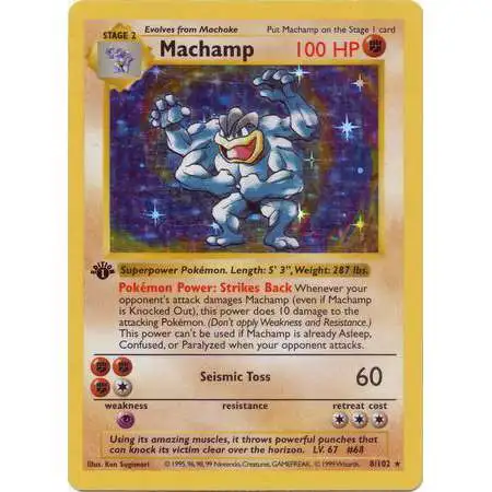 Pokemon Base Set Holo Rare Machamp #8 [1st Edition] [Heavily Played]