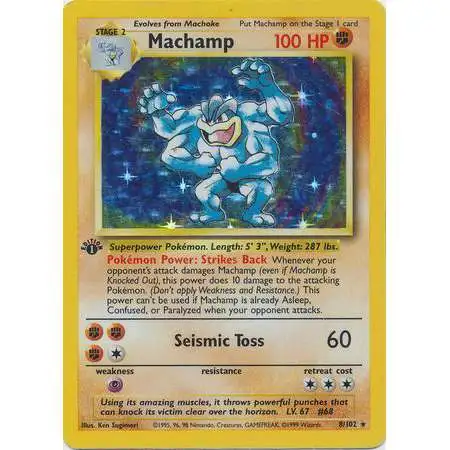Pokemon Base Set Holo Rare Machamp #8 [Moderately Played]
