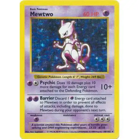 Pokemon Base Set Holo Rare Mewtwo #10 [Shadowless] [Damaged]