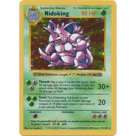 Pokemon Base Set Holo Rare Nidoking #11 [Shadowless] [Moderately Played]