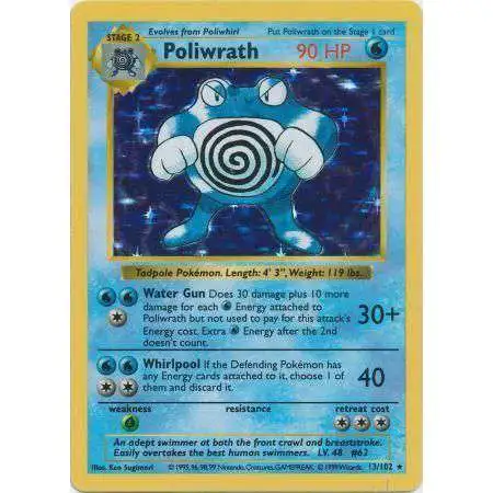 Pokemon Base Set Holo Rare Poliwrath #13 [Shadowless] [Lightly Played]