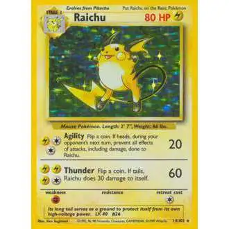 Pokemon Base Set Holo Rare Raichu #14 [Heavily Played]