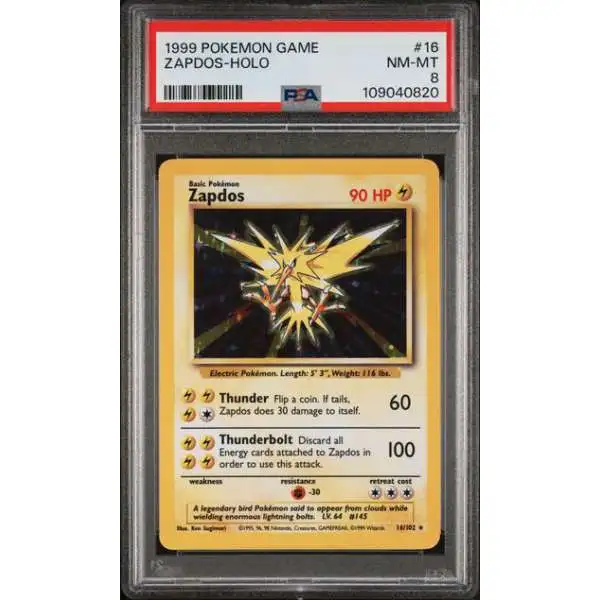 Pokemon Base Set Holo Rare Zapdos #16 [PSA 8]