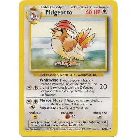 Pokemon Base Set Rare Pidgeotto #22