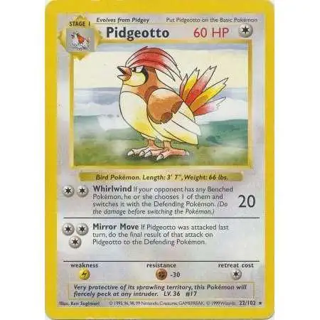 Pokemon Base Set Rare Pidgeotto #22 [Shadowless] [Heavily Played]