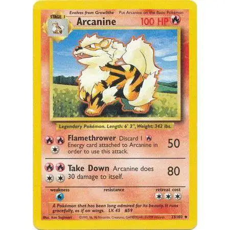 Pokemon Base Set Uncommon Arcanine #23 [Damaged]