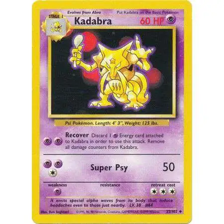 Pokemon Base Set Uncommon Kadabra #32 [Lightly Played]