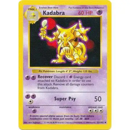 Pokemon Base Set Uncommon Kadabra #32 [Shadowless] [Lightly Played]