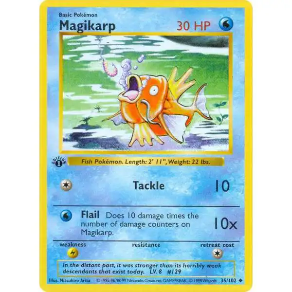 Pokemon Base Set Uncommon Magikarp #35 [Shadowless] [Lightly Played]