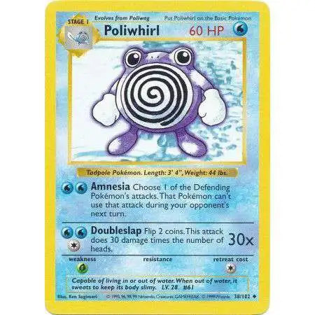Pokemon Base Set Uncommon Poliwhirl #38 [Shadowless] [Moderately Played]