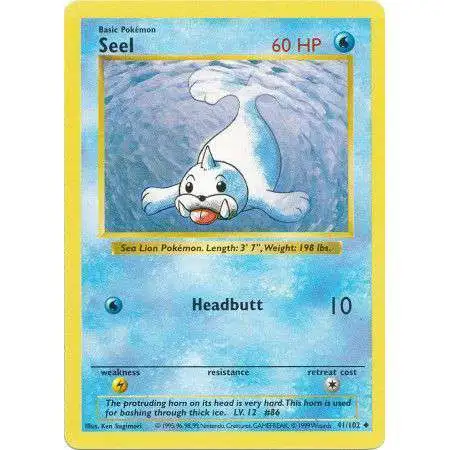Pokemon Base Set Uncommon Seel #41 [Shadowless] [Damaged]