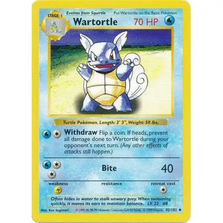 Pokemon Base Set Uncommon Wartortle #42 [Shadowless] [Moderately Played]