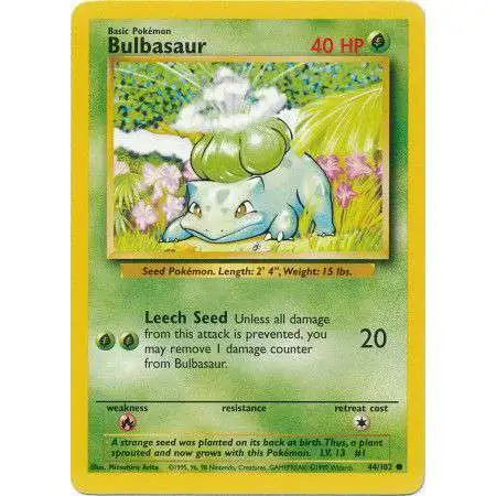 Pokemon Base Set Common Bulbasaur #44 [Lightly Played]