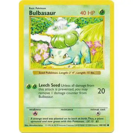 Pokemon Base Set Common Bulbasaur #44 [Shadowless] [Damaged]