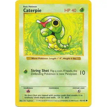 Pokemon Base Set Common Caterpie #45 [Shadowless B] [Lightly Played]