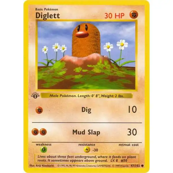 Pokemon Base Set Common Diglett #47 [1st Edition]