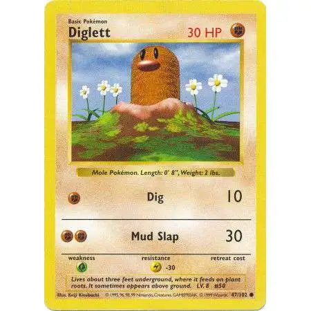 Pokemon Base Set Common Diglett #47 [Shadowless] [Lightly Played]