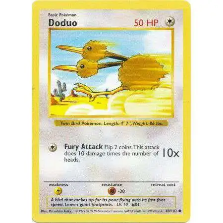 Pokemon Base Set Common Doduo #48 [Shadowless] [Moderately Played]