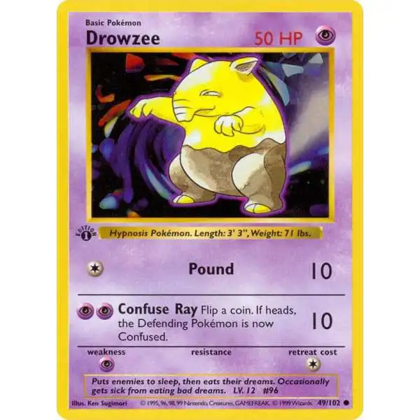 Pokemon Base Set Common Drowzee #49 [1st Edition]