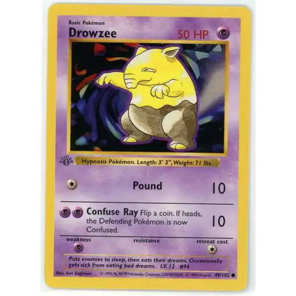 Pokemon Base Set Common Drowzee #49 [1st Edition, Grey Stamp]