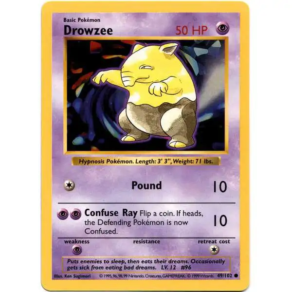 Pokemon Base Set Common Drowzee #49 [Shadowless] [Lightly Played]