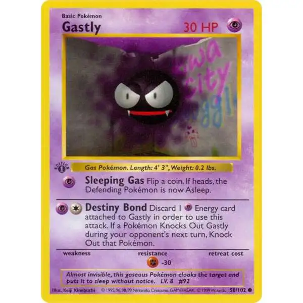 Pokemon Base Set Common Gastly #50 [1st Edition]