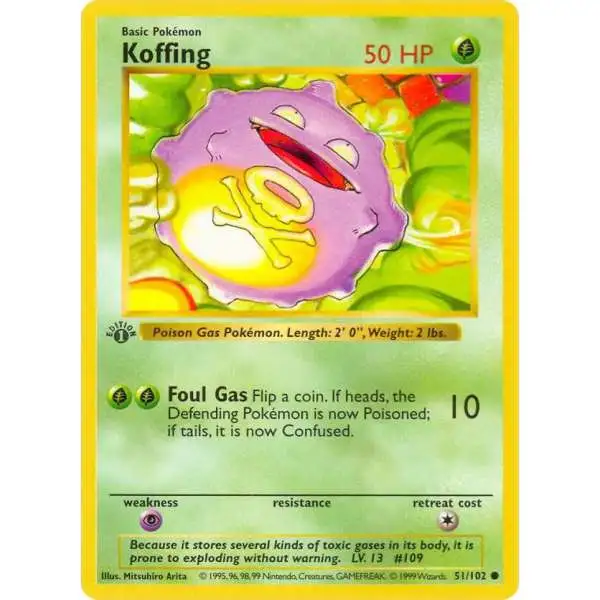 Pokemon Base Set Common Koffing #51 [1st Edition]