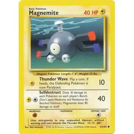 Pokemon Base Set Common Magnemite #53 [Moderately Played]