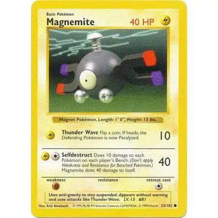 Pokemon Base Set Common Magnemite #53 [Shadowless] [Damaged]