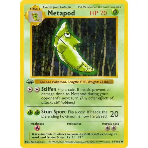 Pokemon Base Set Common Metapod #54 [1st Edition]