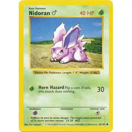 Pokemon Base Set Common Nidoran M #55 [Shadowless]