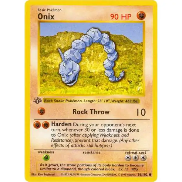 Pokemon Base Set Common Onix #56 [1st Edition]