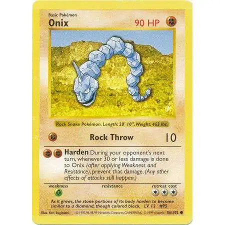 Pokemon Base Set Common Onix #56 [Shadowless] [Moderately Played]
