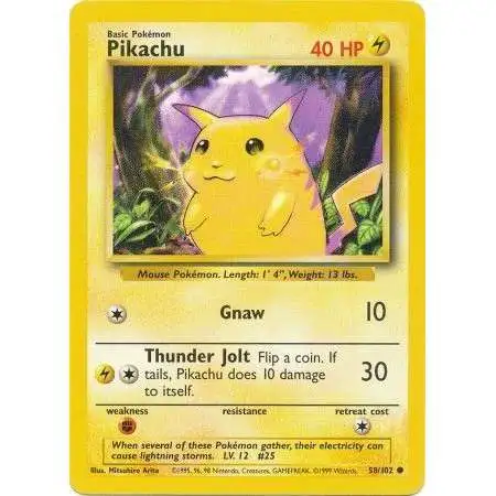 Pokemon Base Set Common Pikachu #58 [Moderately Played]