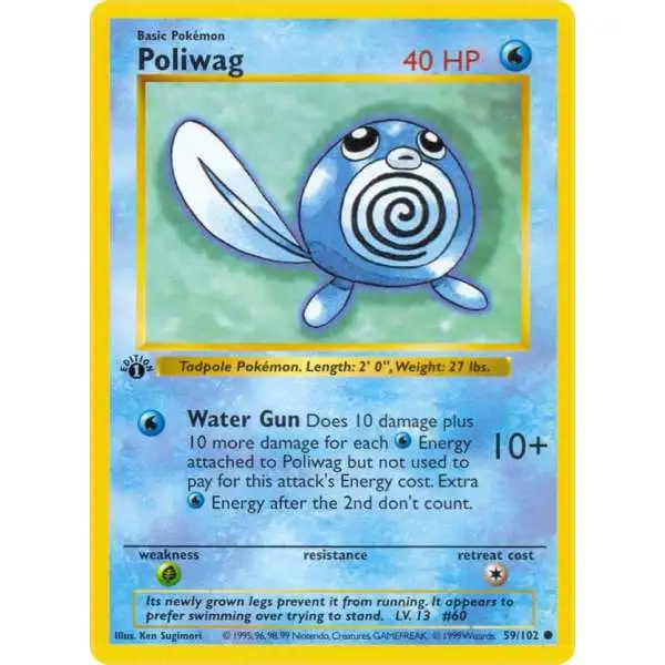 Pokemon Base Set Common Poliwag #59 [1st Edition]