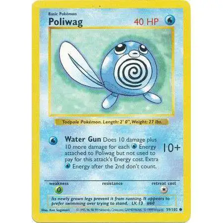 Pokemon Base Set Common Poliwag #59 [Shadowless] [Lightly Played]