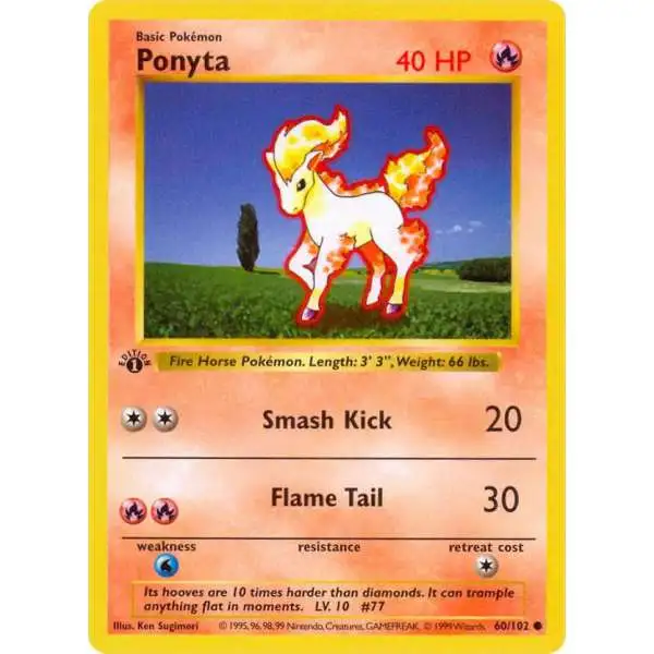 Pokemon Base Set Common Ponyta #60 [1st Edition]