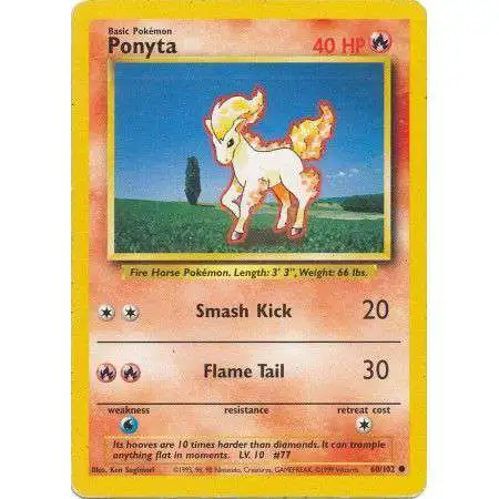 Pokemon Base Set Common Ponyta #60 [Heavily Played]