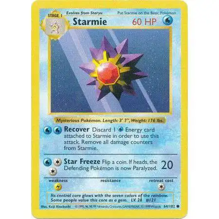 Pokemon Base Set Common Starmie #64 [Shadowless] [Lightly Played]