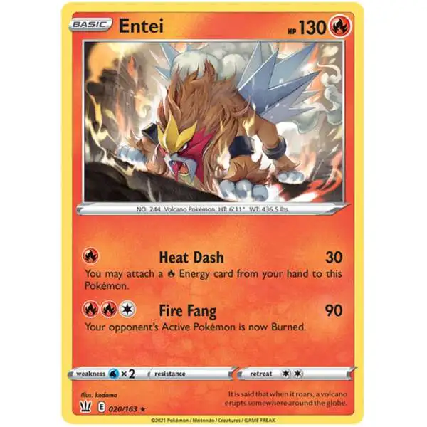 Pokemon Trading Card Game Sword & Shield Battle Styles Holo Rare Entei #20