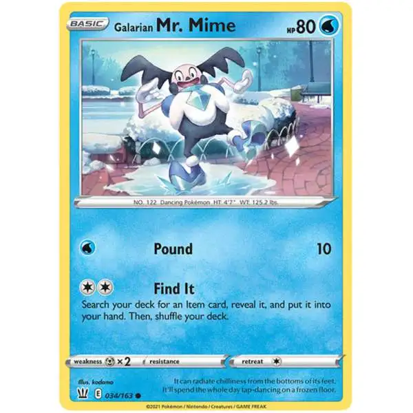 Pokemon Trading Card Game Sword & Shield Battle Styles Common Galarian Mr. Mime #34