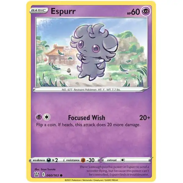 Pokemon Trading Card Game Sword & Shield Battle Styles Common Espurr #60