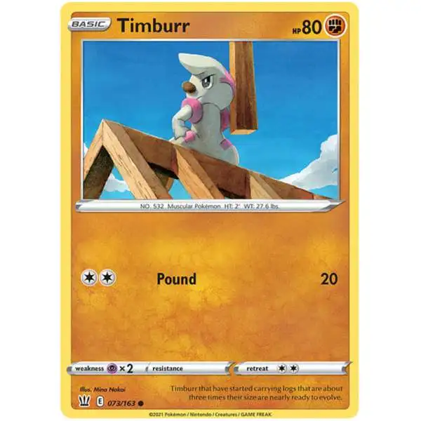 Pokemon Trading Card Game Sword & Shield Battle Styles Common Timburr #73