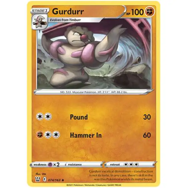 Pokemon Trading Card Game Sword & Shield Battle Styles Uncommon Gurdurr #74