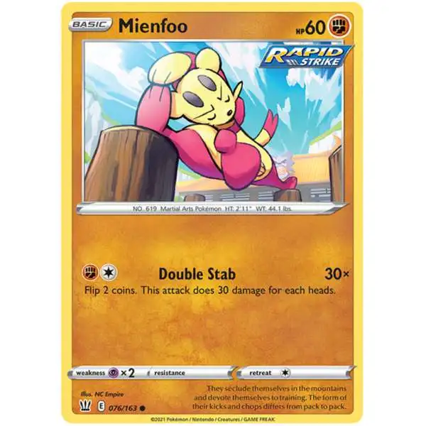 Pokemon Trading Card Game Sword & Shield Battle Styles Common Mienfoo #76