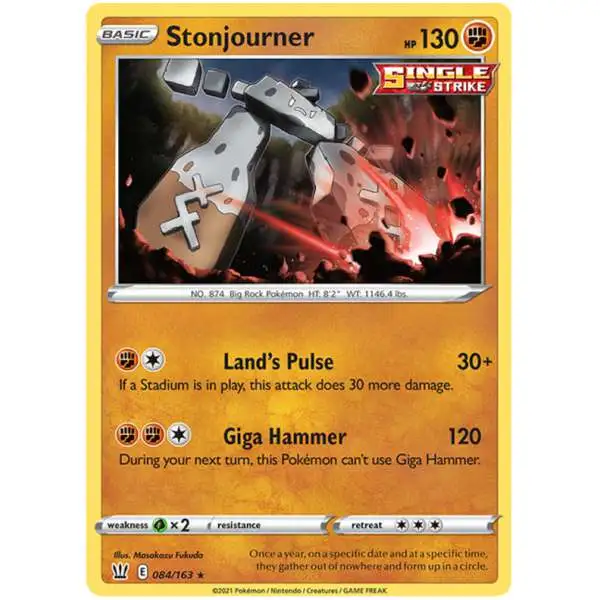 Pokemon Trading Card Game Sword & Shield Battle Styles Rare Stonjourner #84