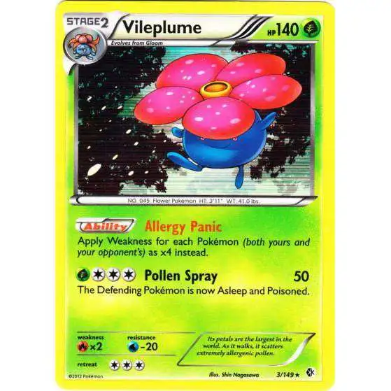 Pokemon Trading Card Game Black & White Boundaries Crossed Holo Rare Vileplume #3