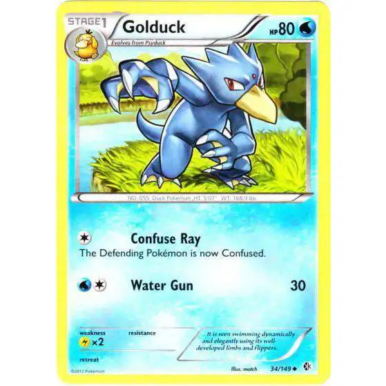 Pokemon Trading Card Game Black & White Boundaries Crossed Uncommon Golduck #34