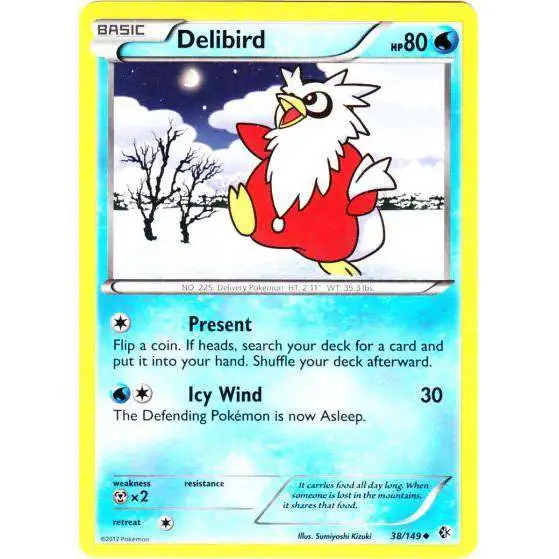 Pokemon Trading Card Game Black & White Boundaries Crossed Uncommon Delibird #38